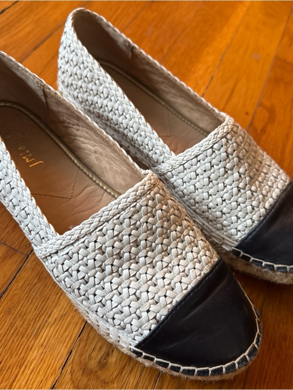J MMcLaughlin Woven Two-Tone Espadrille Flats - Cream and Navy